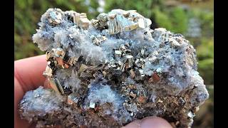 Pyrite Quartz and Sphalerite crystals mineral specimen from the Madan field in Bulgaria [upl. by Kire]