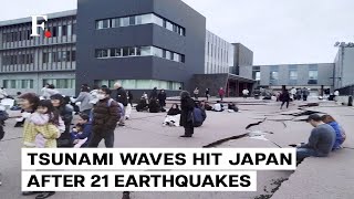 First Tsunami Waves Hit Japan After 76 Magnitude Earthquake [upl. by Devonna]