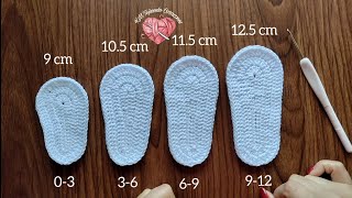 Suelas a Crochet para Zapatitos de bebé todas las tallas paso a paso [upl. by Lynnett729]