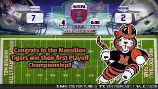 DIVISION ll STATE CHAMPIONSHIP GAME MASSILLON TIGERS VS HOBAN KNIGHTS LIVE AUDIOCAST [upl. by Airetnohs905]