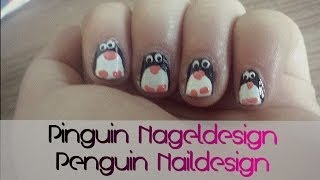 Einfaches Nageldesign für kurze Nägel und für Anfänger  Pinguin Nageldesign [upl. by Daberath]