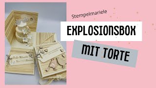 Die perfekte Verpackung für eine Hochzeit basteln Explosionsbox mit Torte [upl. by Nahgeem]