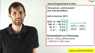 Umrechnung Dezimal in Oktalsystem umrechnen  Mathematik [upl. by Kath666]