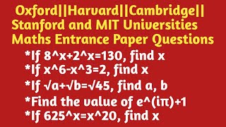 OxfordHarvardCambridgeStanford and MIT Universities Maths Entrance Paper Can you pass [upl. by Ahsilla687]