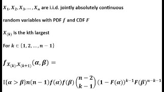 Joint distribution of the kth and k1th largest random variables [upl. by Carolle]