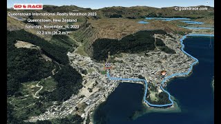 Queenstown International Realty Marathon 2023 fly over the marathon 3D course map [upl. by Aribold]