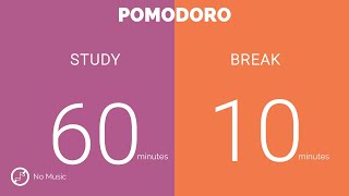 60  10 Pomodoro Timer  No music  Study for dreams  Deep focus  Study timer [upl. by Debbie]