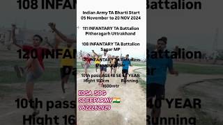 TA Bharti Start 05 November to 20 NOV 2024111 INFANTARY TA Battalion Pitho viralreels [upl. by Anomas778]