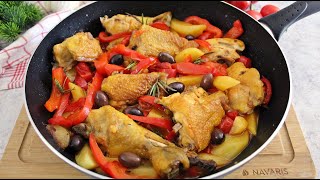 POLLO CON PEPERONI PATATE E OLIVE ricetta facile per pollo saporito [upl. by Nnyltiac693]