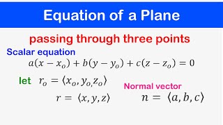 🔶13  Equation of a Plane passing through three noncollinear points [upl. by Grishilda22]