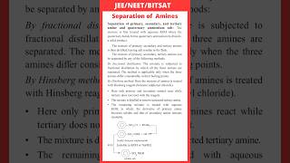 Separation of primary secondary and tertiary amine and quaternary ammonium salt JEE  NEETBitsat [upl. by Medrek]