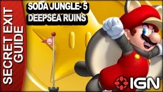 New Super Mario Bros U Secret Exit Walkthrough  Soda Jungle5 Deepsea Ruins [upl. by Avehs105]