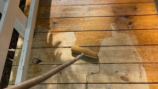 wood staining a porch deck with Cabot deck stain [upl. by Evita]