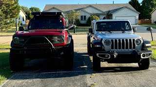 Jeep VS Bronco Base Model Bronco against Base Model Jeep Gladiator Comparison [upl. by Anialem]