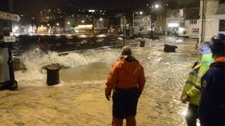 Storm tide strikes St Ives harbour [upl. by Llenej]