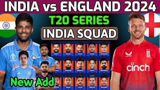 England Tour Of India T20 Series 2024  Team India Final T20 Squad vs Eng Ind vs Eng T20 Squad 2024 [upl. by Ellenid]