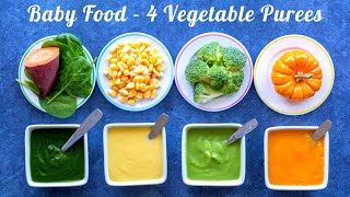 4 Vegetable Purees for 6 7 8 Months Babies  Stage 1 Homemade Baby Food Recipes  Baby Food [upl. by Emiline]