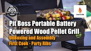 Pit Boss Portable Battery Powered Wood Pellet Grill Unboxing and Assembly  Party Ribs Lowesfinds [upl. by Ameluz]