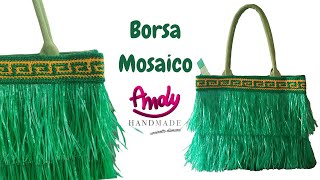 Borsa Mosaico con Frange Tecnica Mosaico ad Uncinetto Andy Handmade Uncinetto Facile [upl. by Anirdnajela151]