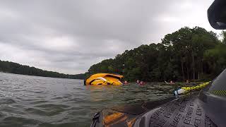 Seadoo GTI SE 130  FLIPPED  Daughter and cousin flip it while sitting still seadoo fail [upl. by Zenas813]