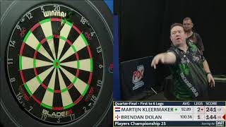 NINE DART DOLAN Brendan Dolan v Martijn Kleermaker  2023 Players Championship 25 [upl. by Nosmas]