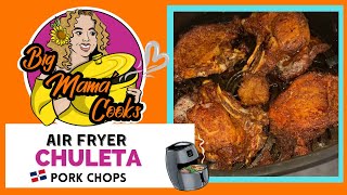 Air Fryer CHULETA  Air Fryer Dominican Style Pork Chops ENGLISH Video [upl. by Elleiad159]