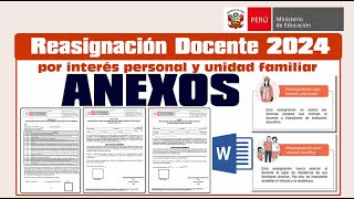 Anexos para Postular al proceso de Reasignación Docente 2024 [upl. by Aiyram298]