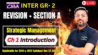 SM Chr1 Introduction Revision  CMA Inter Strategic Management  By CA Raghav Goel Sir [upl. by Ilyak]