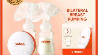 Yoboo Double Electric Breast PumpLight Onestep breastfeeding Painless Pumping 300ML Baby Bottle [upl. by Renault]