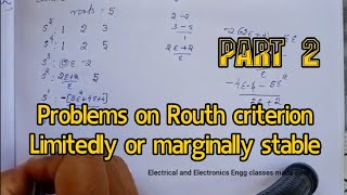 Problems on Routh criterionstability analysis limitedly or marginally stable system Part 2 [upl. by Urbana]