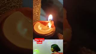 Clay lamp Craft  🪔 😉  Beautiful clay lamp glowing with light  shorts viralvideo [upl. by Frager]