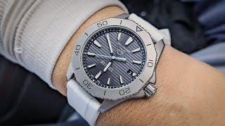 Watch U Strappin Ep 465  TAG Heuer Aquaracer Solargraph Titanium on White FKM Rubber StrapHabit [upl. by Lull]