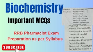 Biochemistry Important MCQs I RRB Pharmacist as per syllabusrailwaypharmacistrrbpharmacist [upl. by Aramas96]