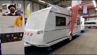 Tabbert Puccini 550 E 23 premium model RV Caravan travel trailer Camper walkaround  interior V0150 [upl. by Jarita]