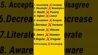 10 opposite Words In English ll Opposite Words part 6 ll Antonyms ll shorts [upl. by Anivid80]