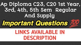 ap diploma C20 C23 regular and supply important questions ap diploma important questions [upl. by Ellehcer]