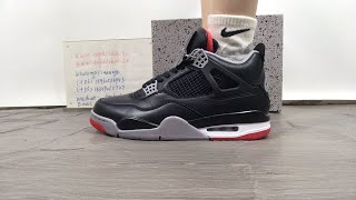 Air Jordan 4 “Bred Reimagined” On Foot Review [upl. by Anerres]