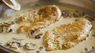 Chicken Breast with Creamy Garlic Mushrooms Recipe [upl. by Arrahs]