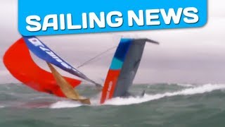 Incredible  A boat capsizes while sailing under spinnaker in heavy weather [upl. by Llenreb]