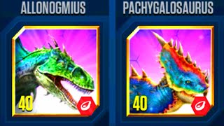 ALLONOGMIUS VS PACHYGALOSAURUS  JURASSIC WORLD THE GAME [upl. by Kucik]