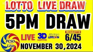 PCSO LOTTO 5PM LIVE DRAW TODAY NOVEMBER 302024 [upl. by Mehsah535]