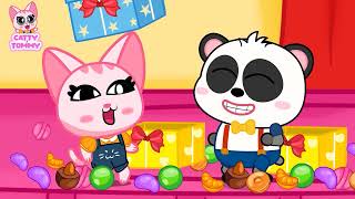 Catty was cheated of her birthday gift by her panda friend  Catty and Tommy Funny Animation [upl. by Adnauqahs]