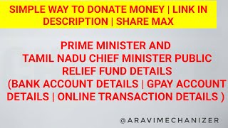 How to donate PM and TAMILNADU CM relief fund for corona 2020  Awareness video  ARAVI MECHANIZER [upl. by Balf258]