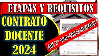 ETAPAS Y REQUISITOS PARA EL CONTRATO DOCENTE 2024  DS N° 0202023MINEDU [upl. by Duky]