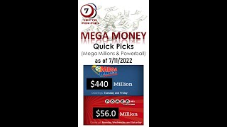 71122 MEGA MONEY Quick Picks for Mega Millions and Powerball [upl. by Merrilee]