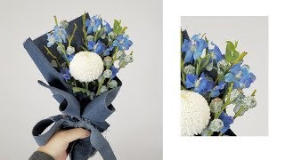 花束包裝｜牛仔布花束包裝 Use Denim to wrap flower bouquet｜Nicole花藝教室 [upl. by Anilas]