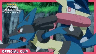 Greninja vs Lucario  Pokémon Ultimate Journeys The Series  Official Clip [upl. by Suhsoj]