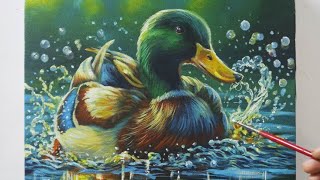 How to Acrylic Painting a duck splashing water on Canvas Step by Step Techniques for Beginners [upl. by Frydman]