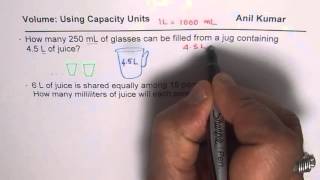 Capacity Sharing Juice Liters to Number of Glasses [upl. by Arten]