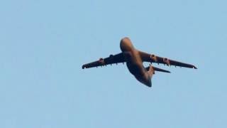 Lockheed C5 Galaxy AFRC 00461 LHBP Takeoff over Budapest [upl. by Darce699]